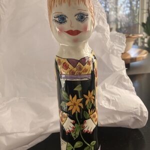 Hand-Painted Ceramic Doll Vase
